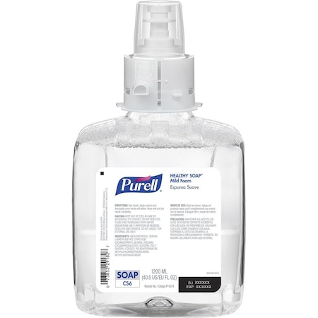 Purell Soap, Foam, f/CS6 Dispensers, 1200ml Cap, Clear, PK 2 GOJ657402